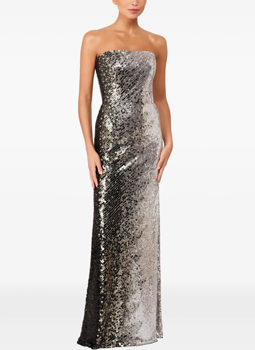 Caron Ombre Beading Strapless Gown