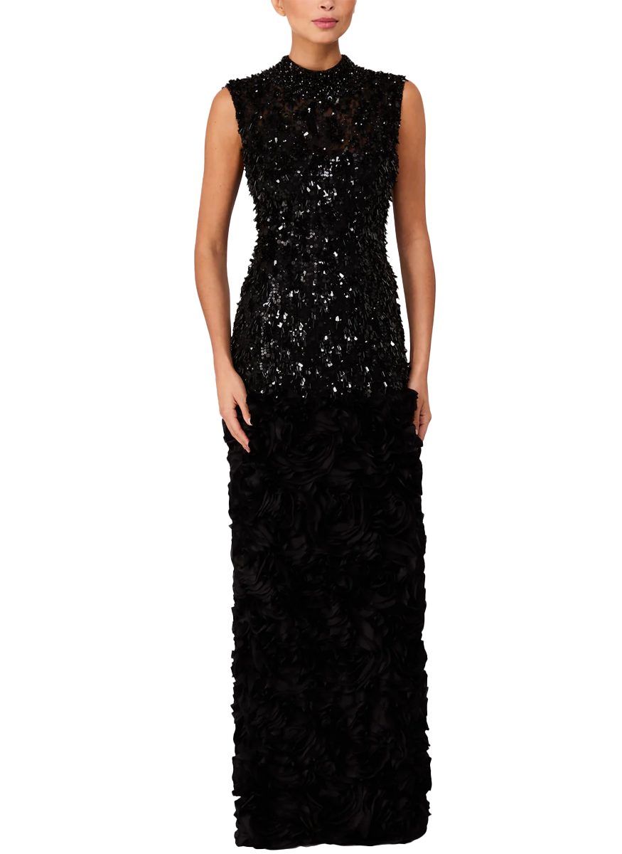 Julianne Beaded Gown with Rosette Detail