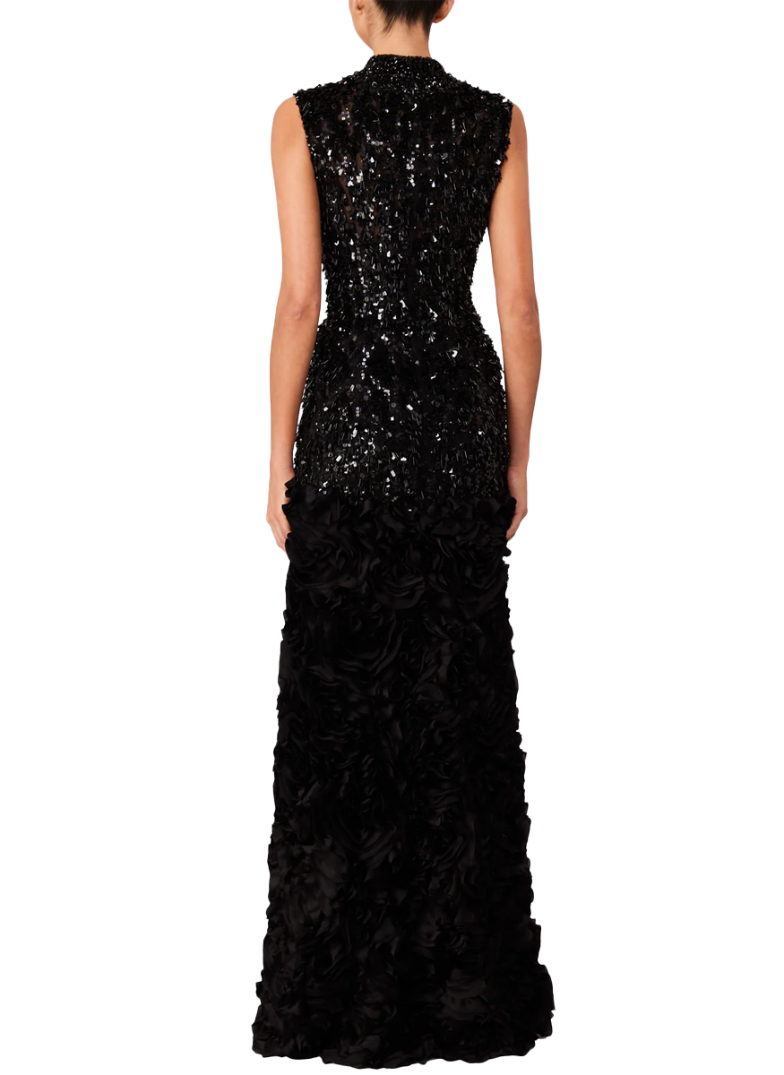 Julianne Beaded Gown with Rosette Detail Elizabeth Anthony Julianne Beaded Gown with Rosette Detail Elizabeth Anthony
