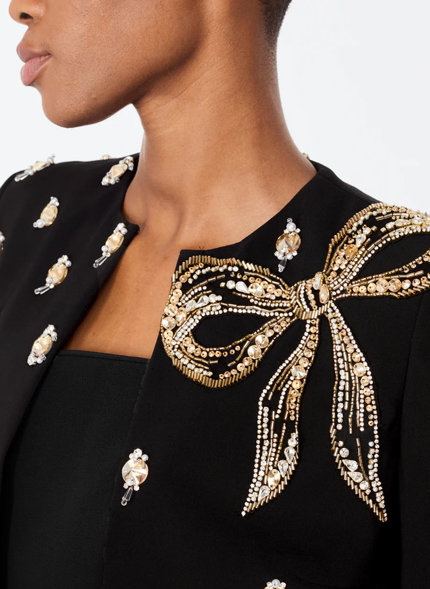 Nina Crepe Beaded Bow Jacket - Jenny Packham