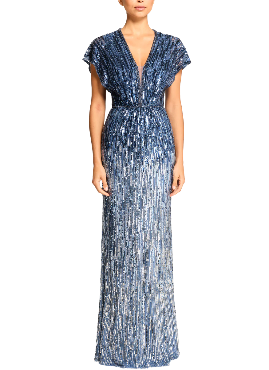 Dusk V-Neck Embellished Gown