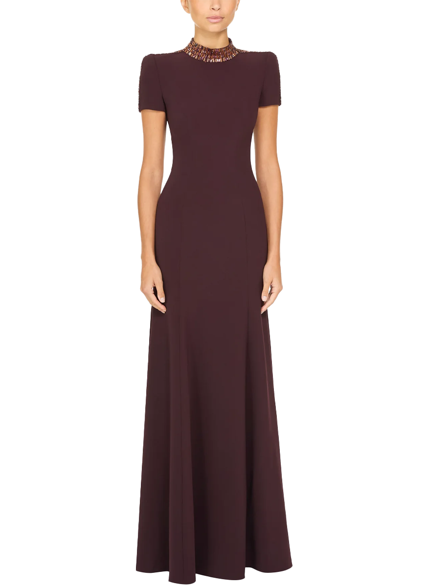 Mesa Crepe Gown with Short Sleeve - Jenny Packham