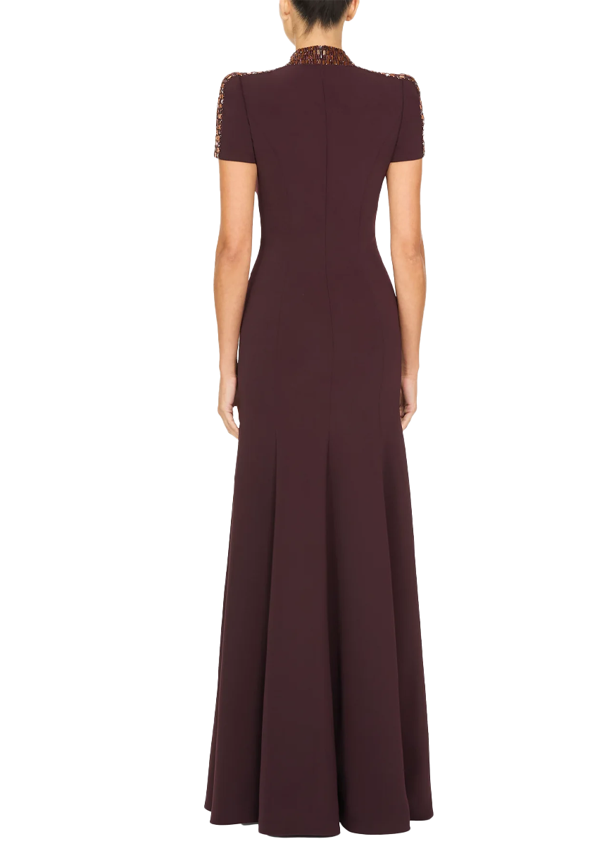 Mesa Crepe Gown with Short Sleeve - Jenny Packham