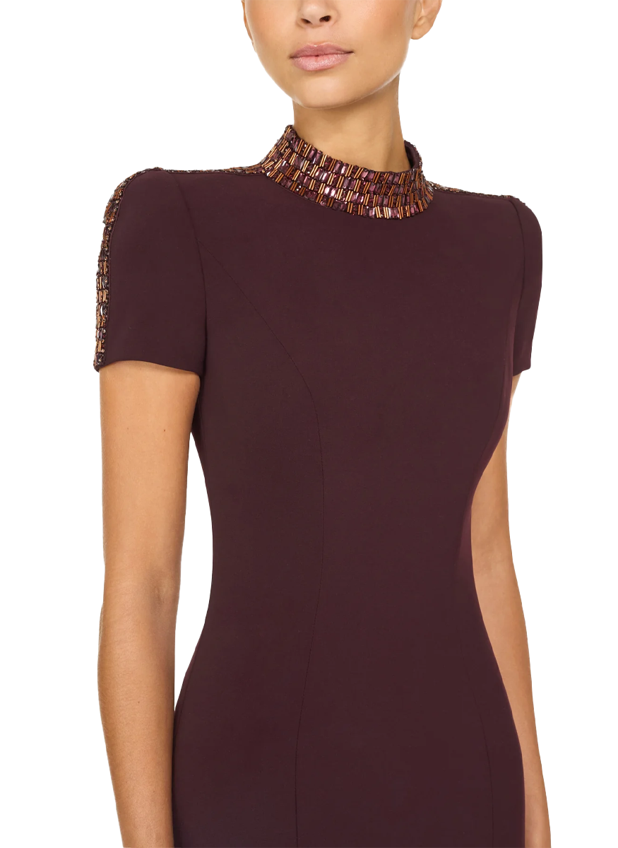 Mesa Crepe Gown with Short Sleeve - Jenny Packham