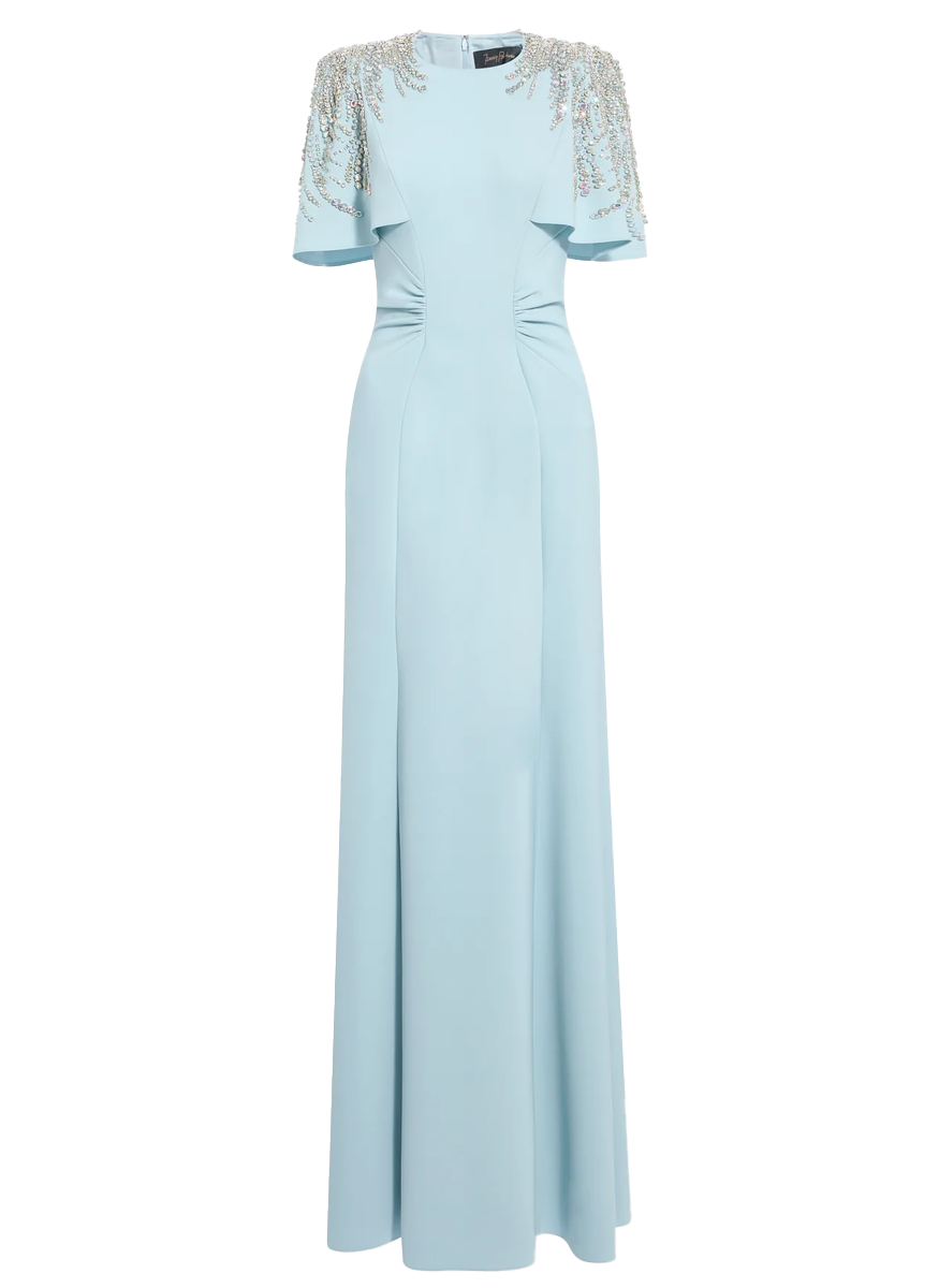 Petal Short Sleeve Crepe Gown - Jenny Packham