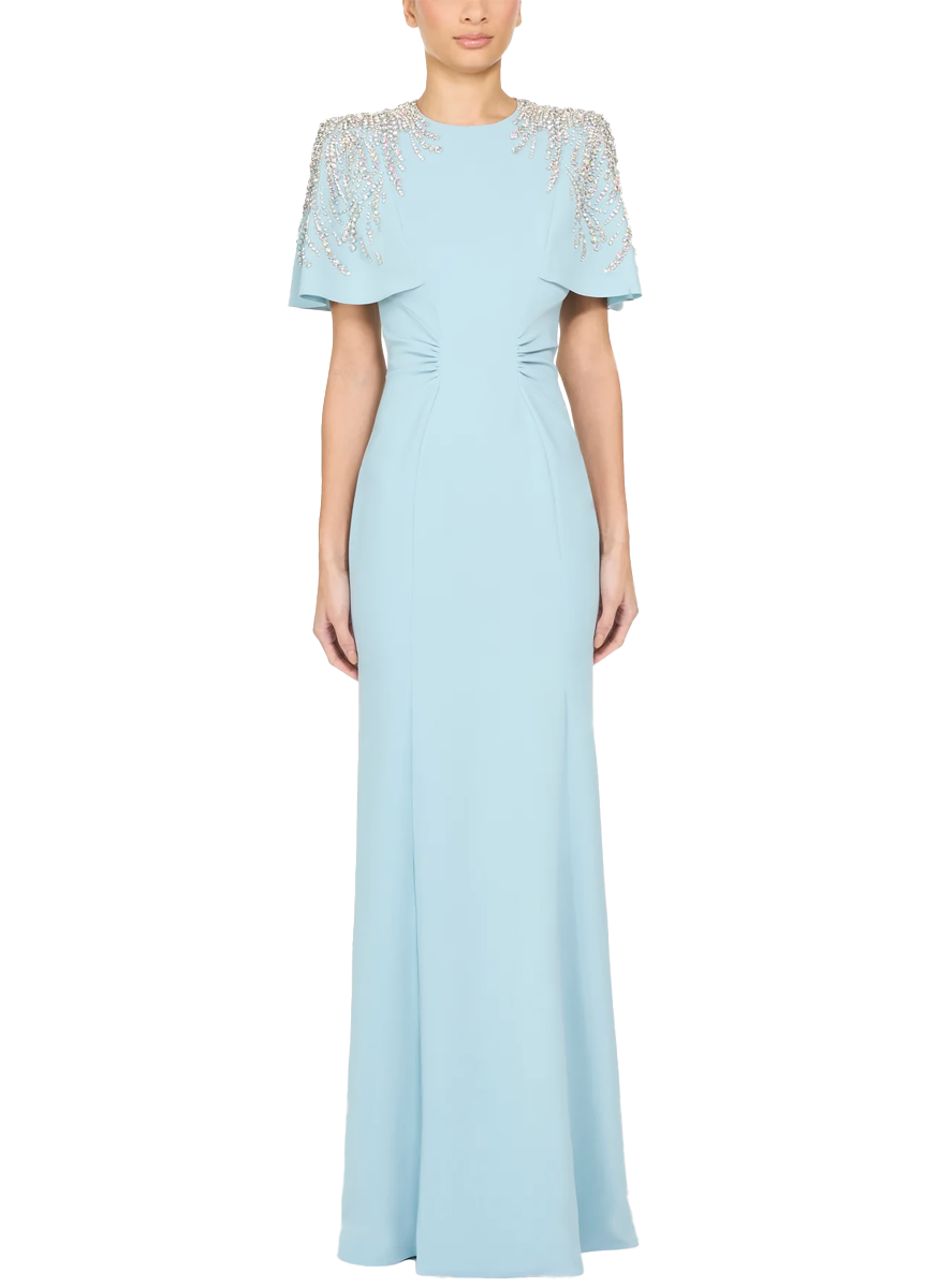 Petal Short Sleeve Crepe Gown - Jenny Packham