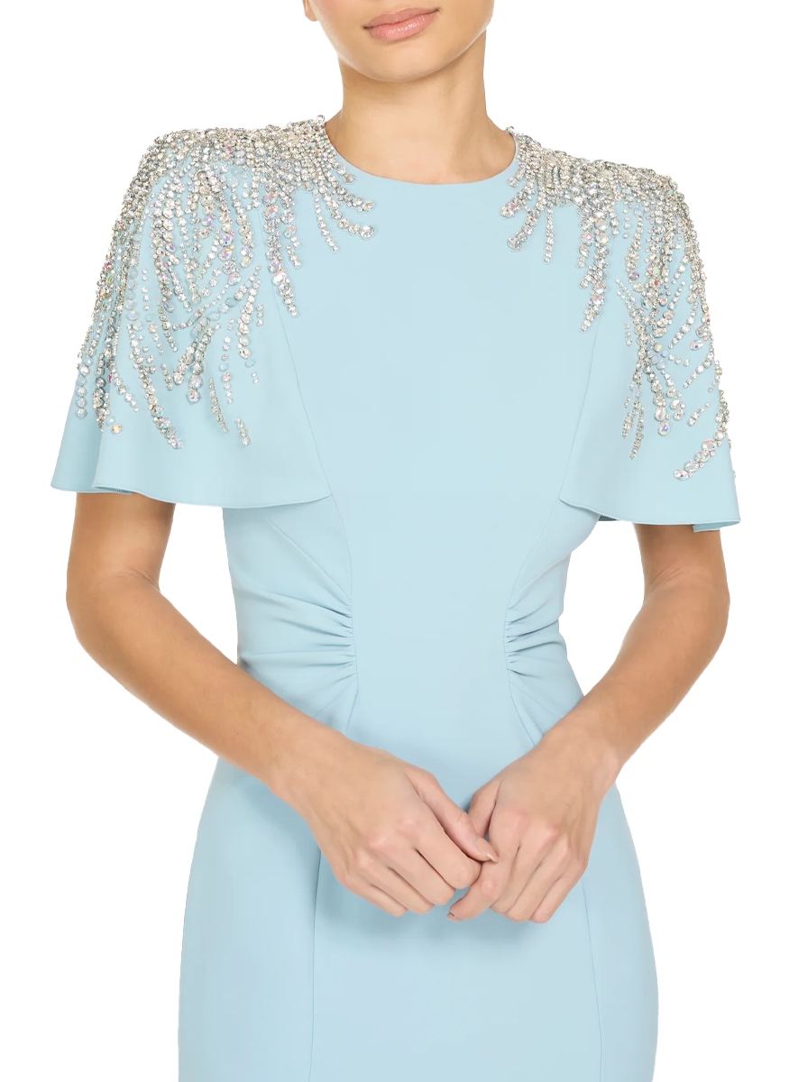 Petal Short Sleeve Crepe Gown - Jenny Packham