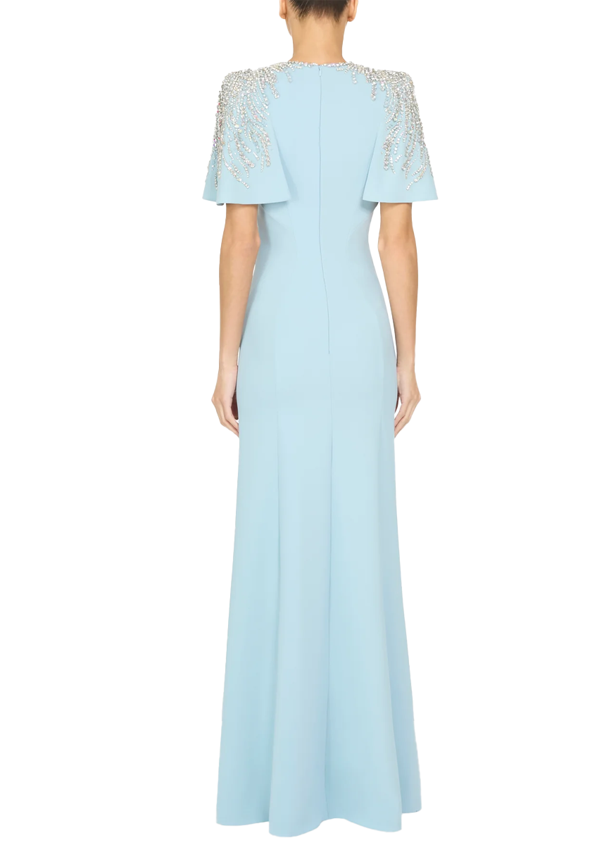 Petal Short Sleeve Crepe Gown - Jenny Packham