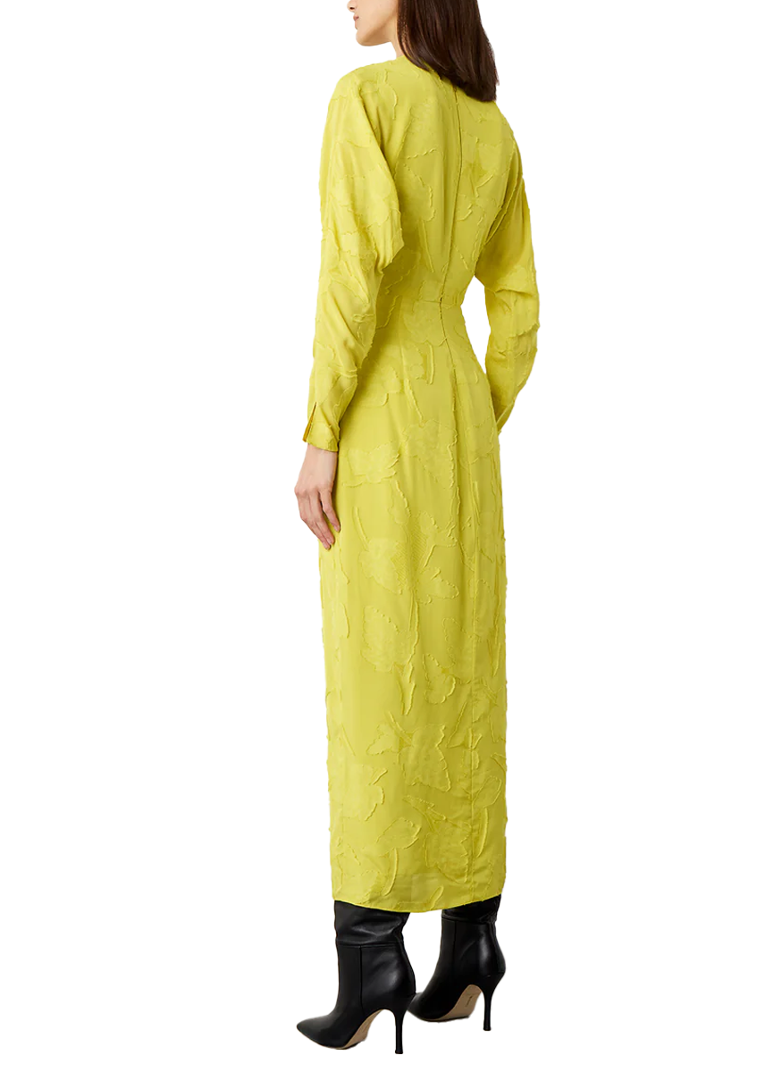Draped Sleeve Dress in Chartreuse