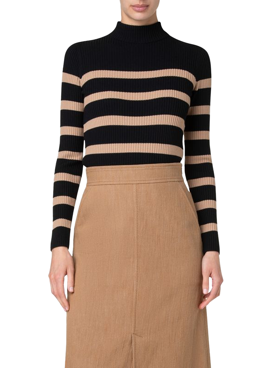 Ribbed Striped Knit Sweater - Akris Punto