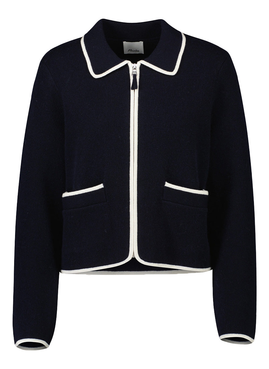 Wool Cashmere Tipped Cardigan
