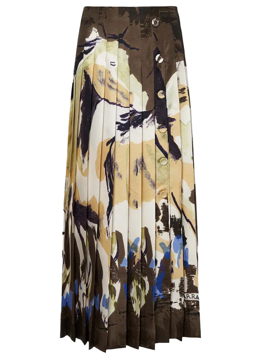 Tullius Printed Silk Twill Skirt