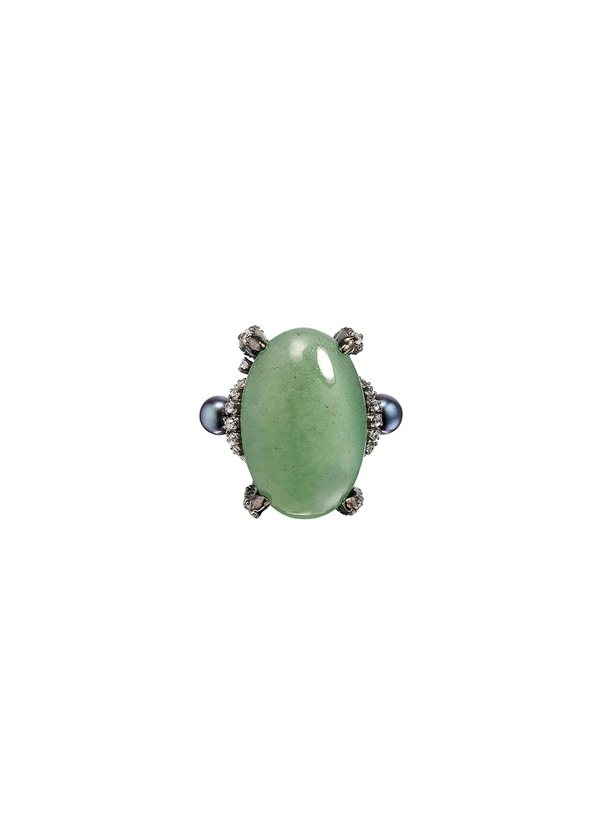 "Jade Matrix Love And Pain" Ring