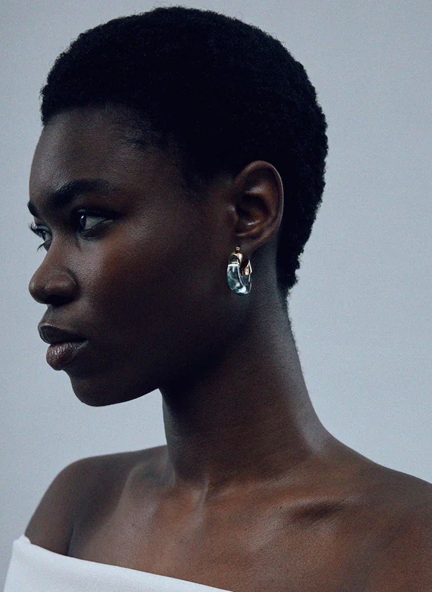 Mini Organic Hoops In Aqua