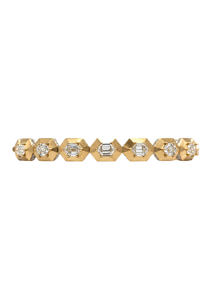 Elongated Hexagons Diamond Bangle