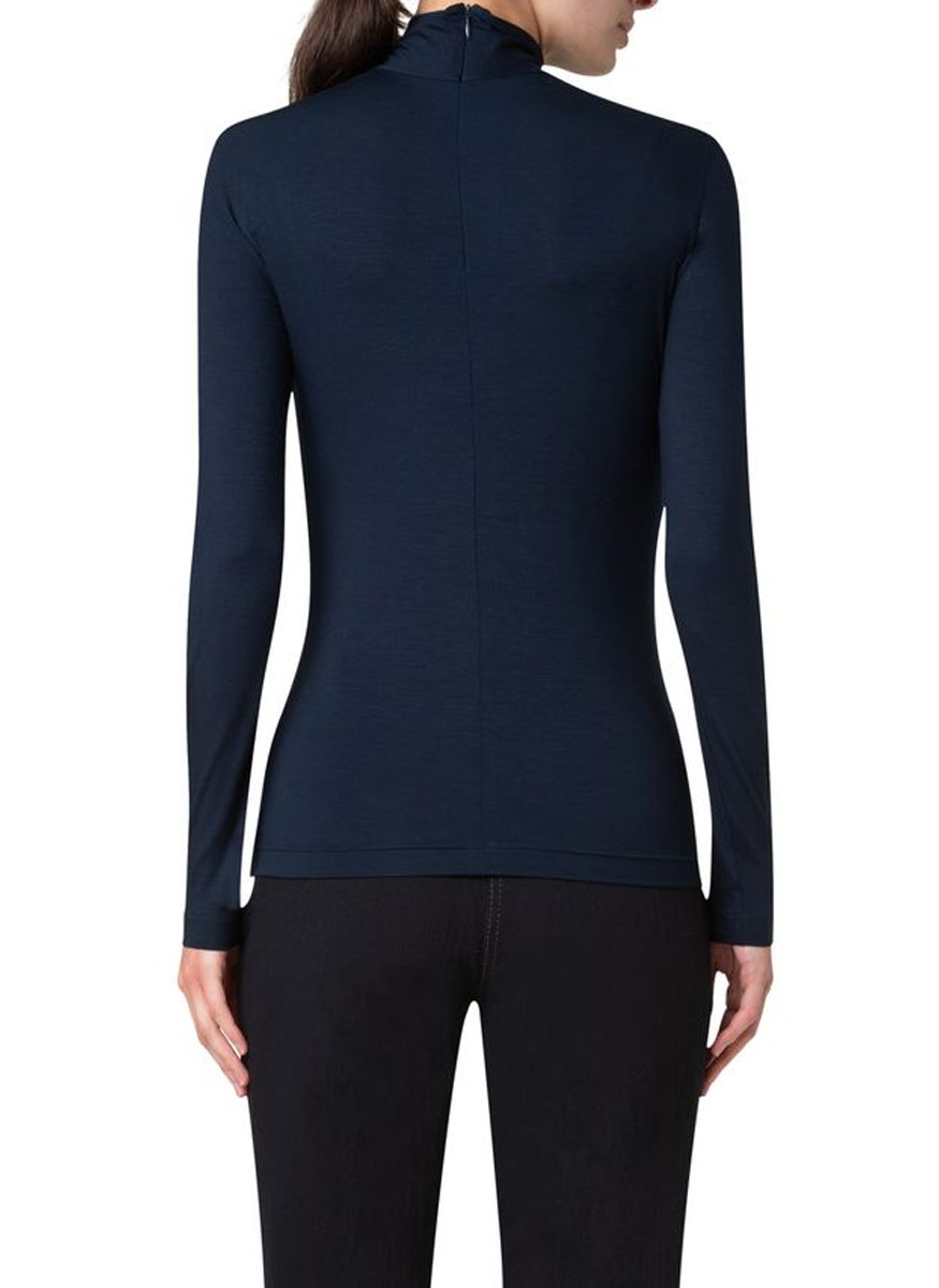 Long Sleeve Jersey Mock Neck Top - Akris Punto