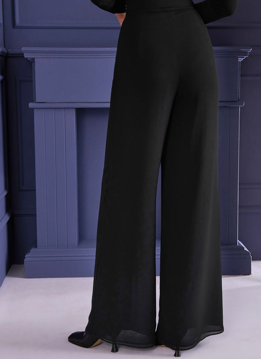 Chiffon Full Leg Pants in Black