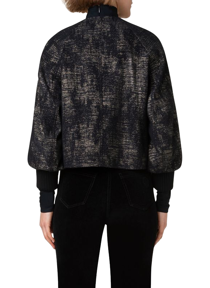 Asymmetrical Denim Jacket with Gold Thread - Akris Punto