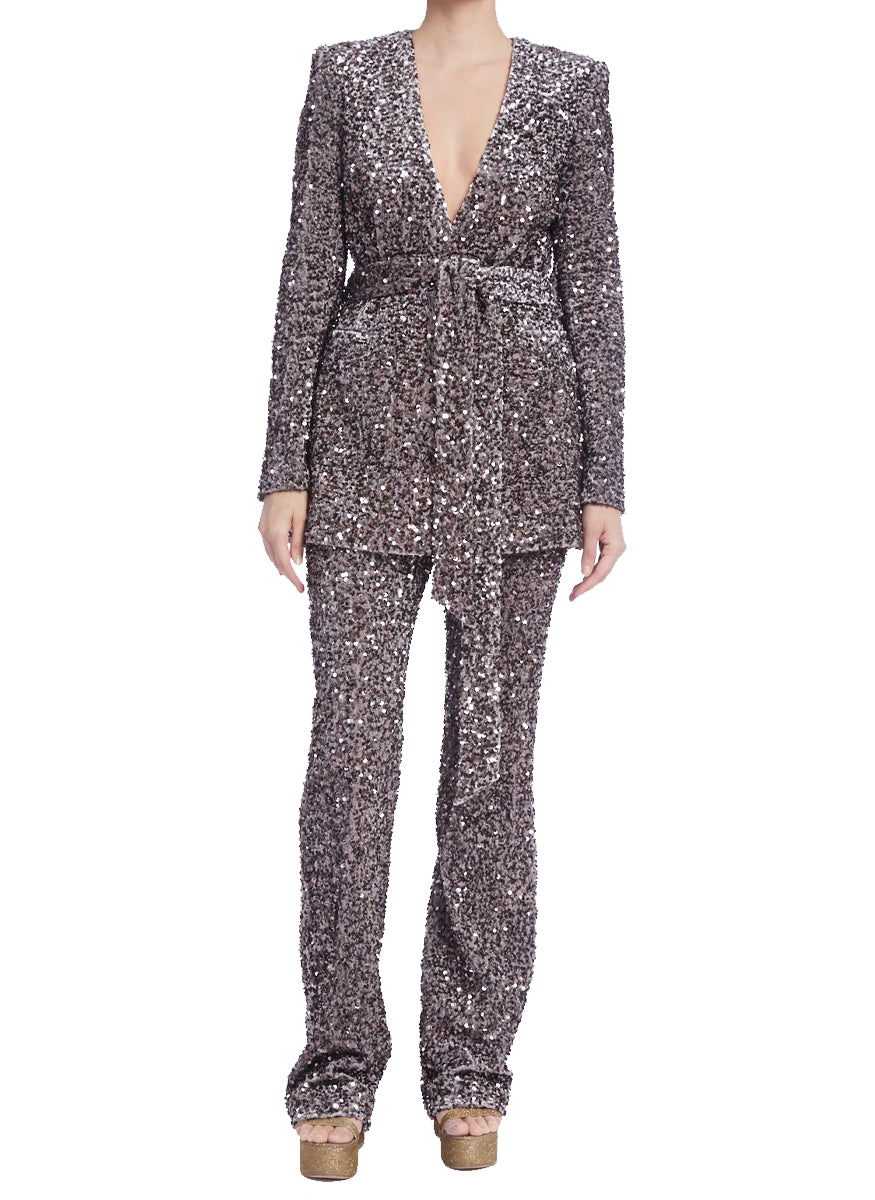 Sequin V-Neck Wrap Jacket and Pant