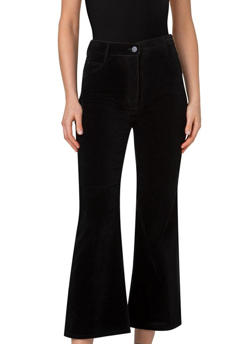 Cali Velvet Ankle Bootcut Pant in Black