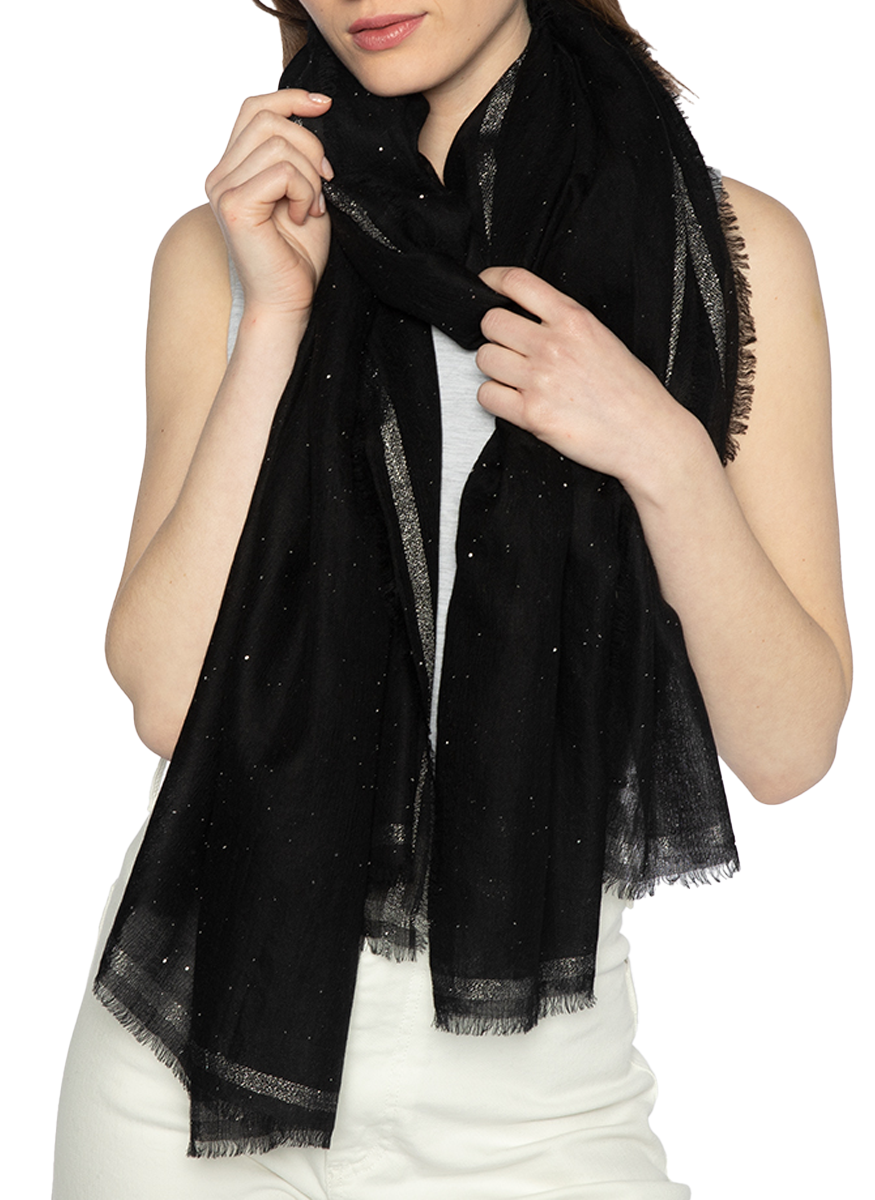 Sequin Shawl in Black