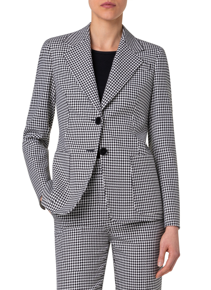 Houndstooth Single Breasted Wool Blazer