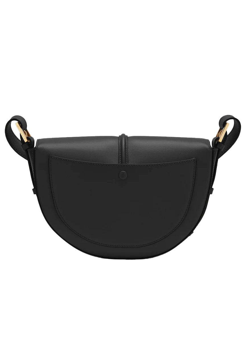 N115 Tokyo Saddle Leather Crossbody Bag in Smooth Black