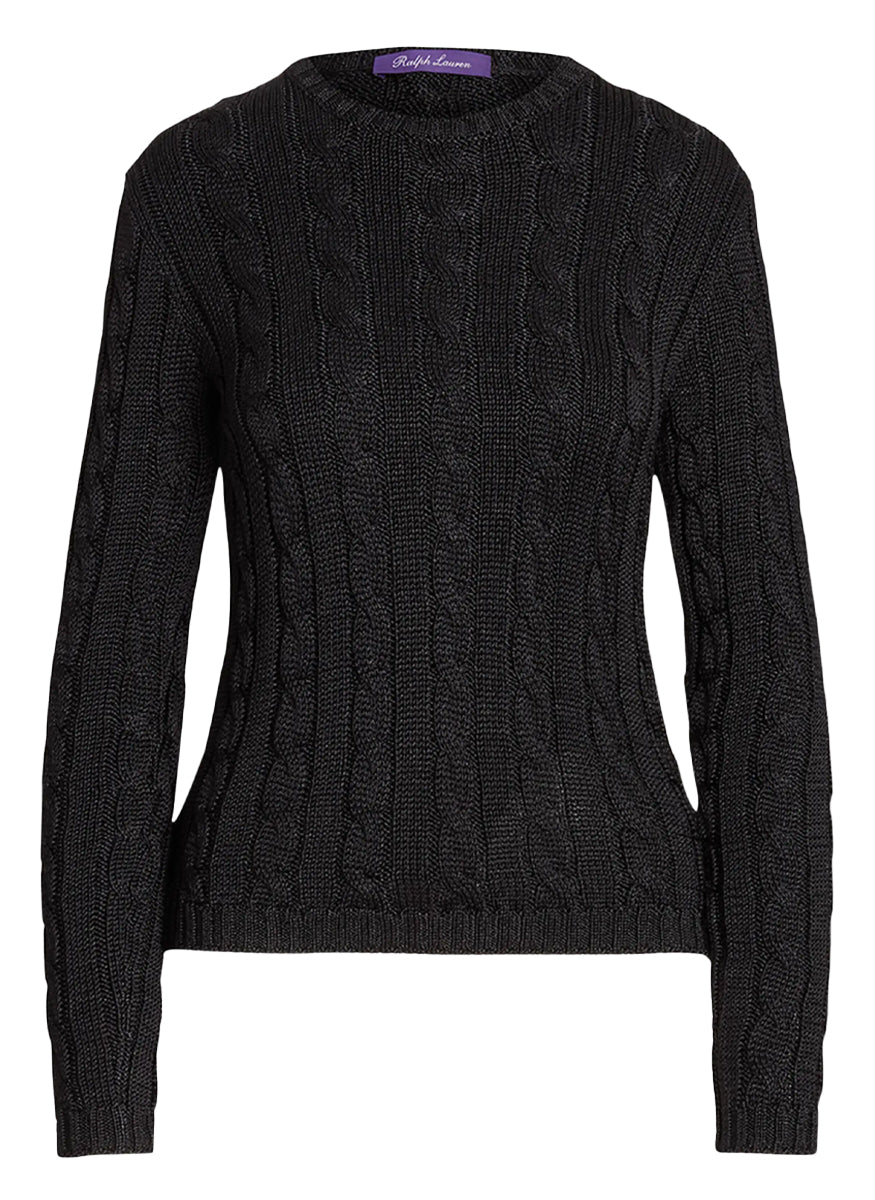 Cable Knit Silk High Shine Sweater