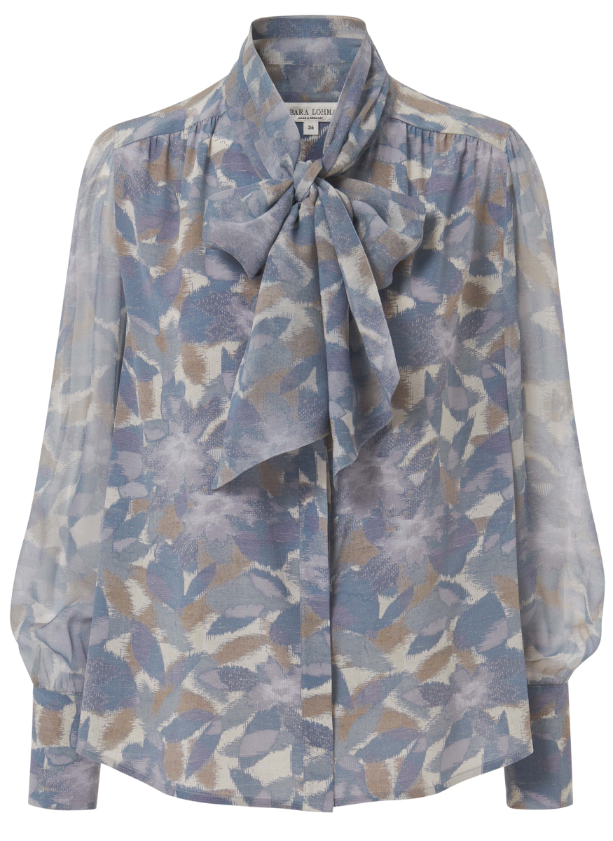 Edoarda Muted Floral Blouse with Tie