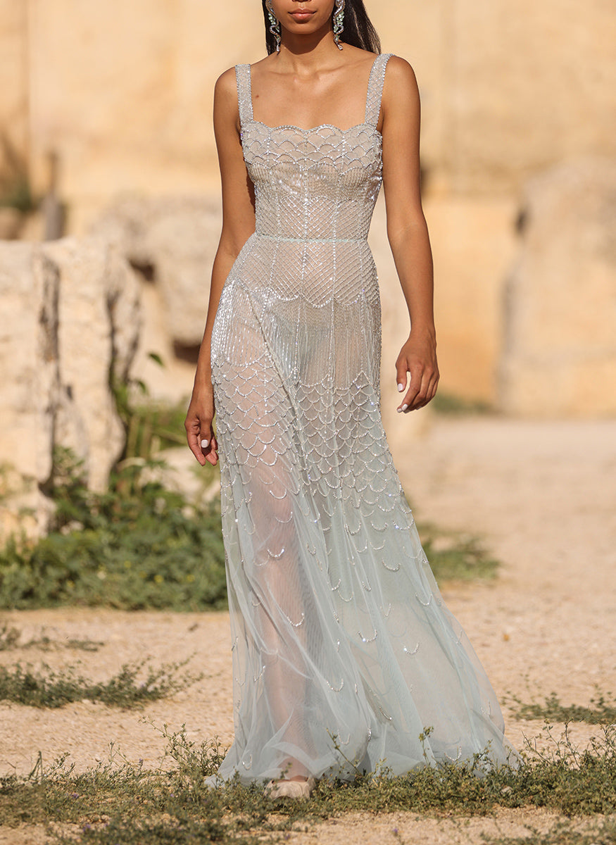 Beaded Tulle Gown