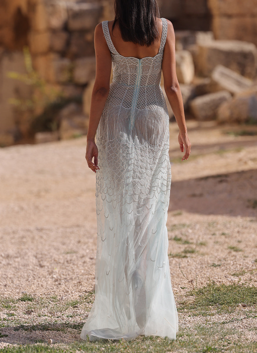 Beaded Tulle Gown