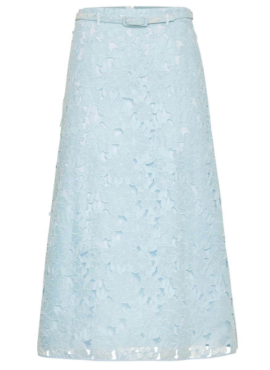 Poly Lace Long Skirt With Belt - Maison Common