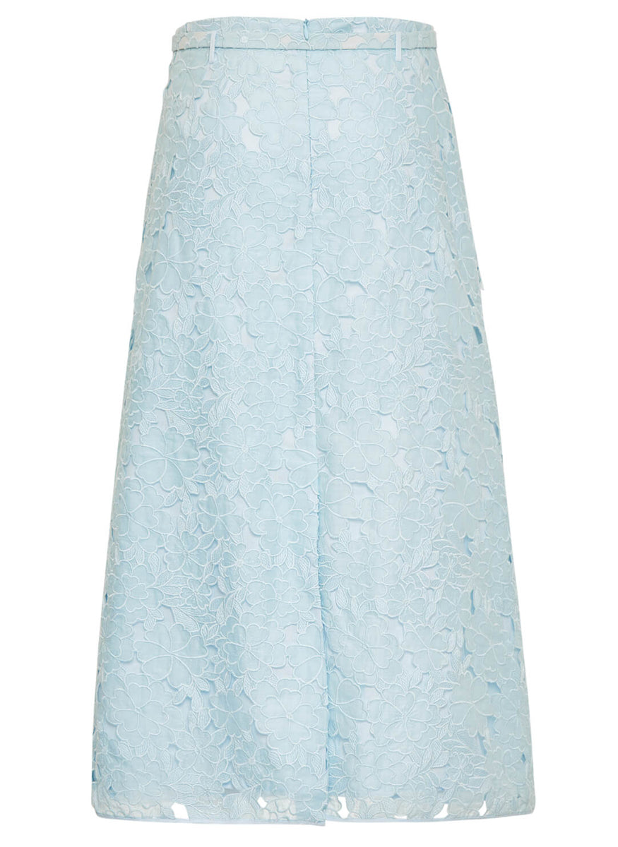 Poly Lace Long Skirt With Belt