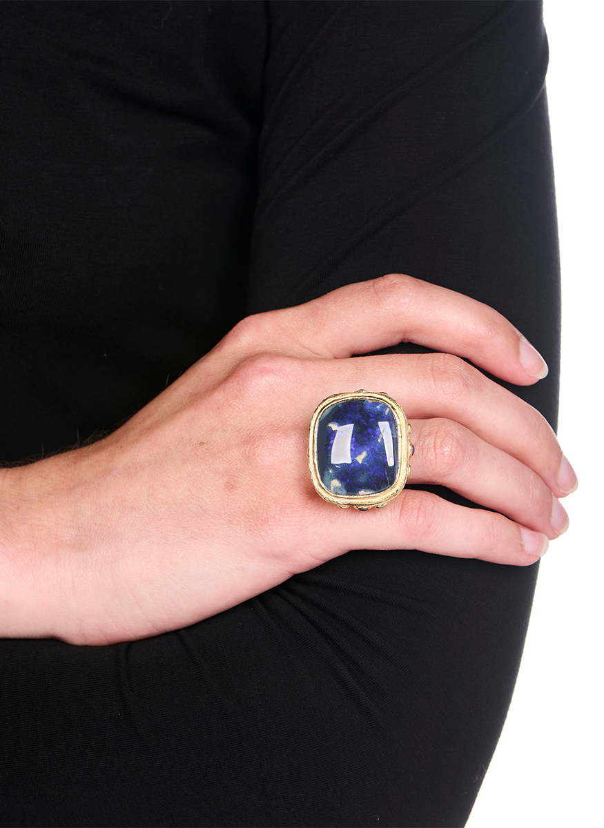 Black Opal and Tanzanite Ring