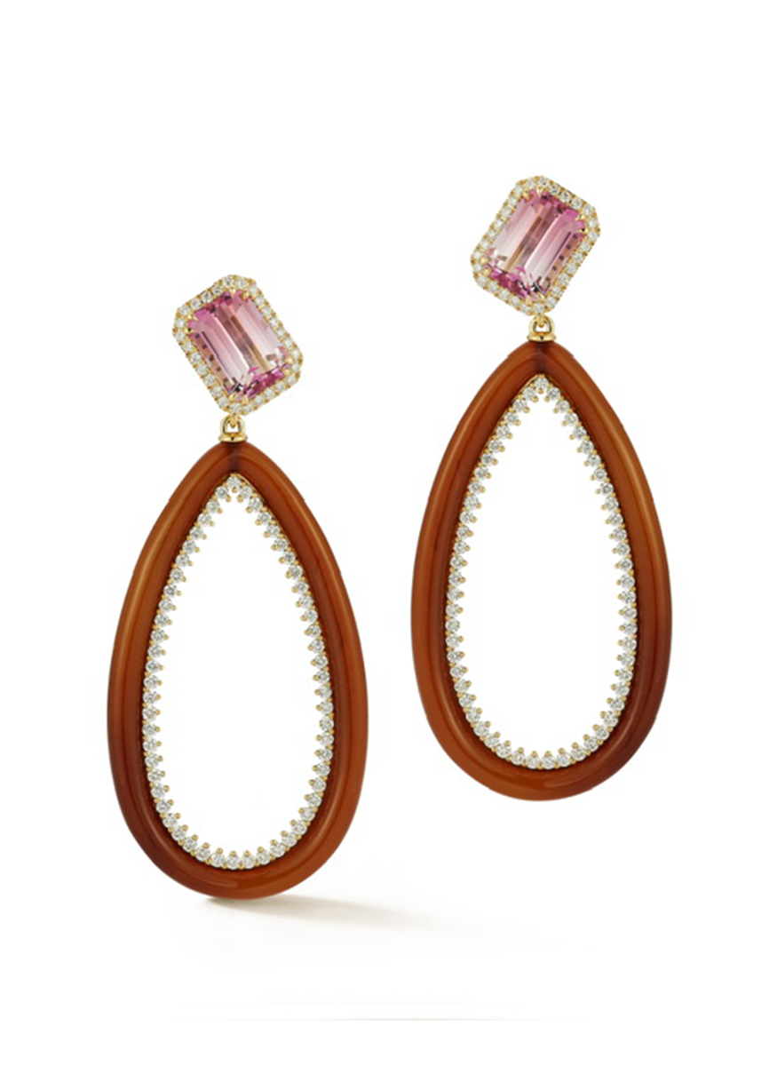 Brown Agate Frame Earrings