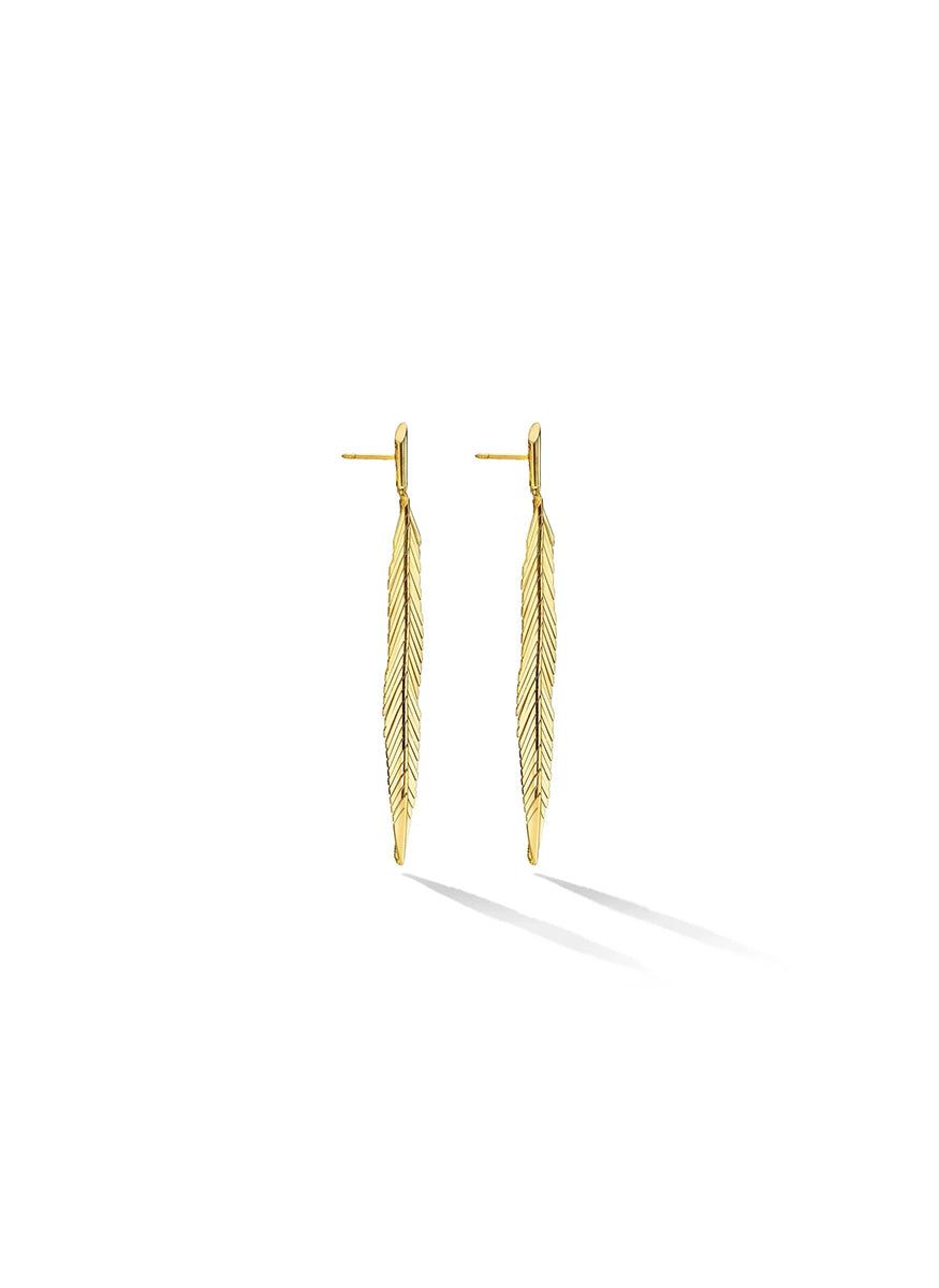 “Feather” Earrings, Medium, Yellow Gold - Cadar