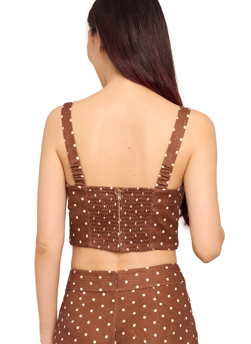 Claudine Top in Dots Khaki - Cara Cara