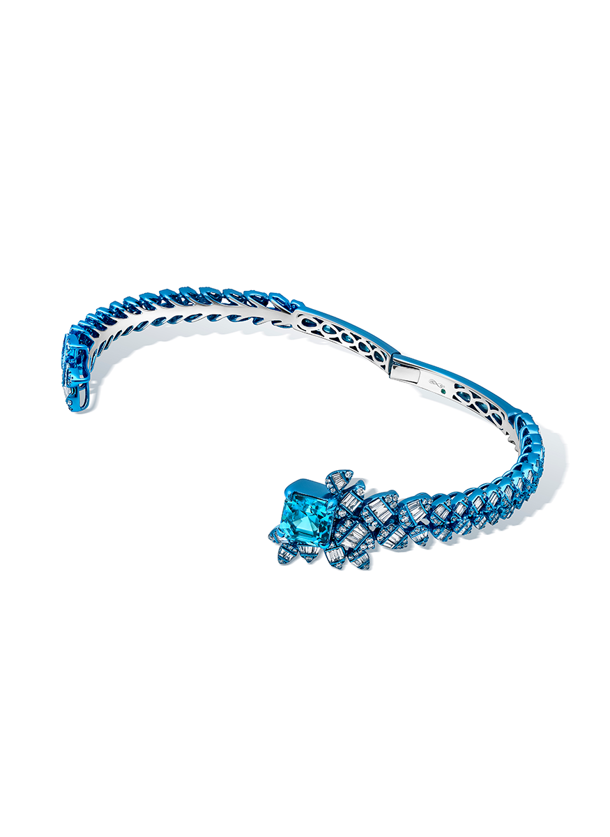 Blue Zircon and Diamond Bangle - Graziela