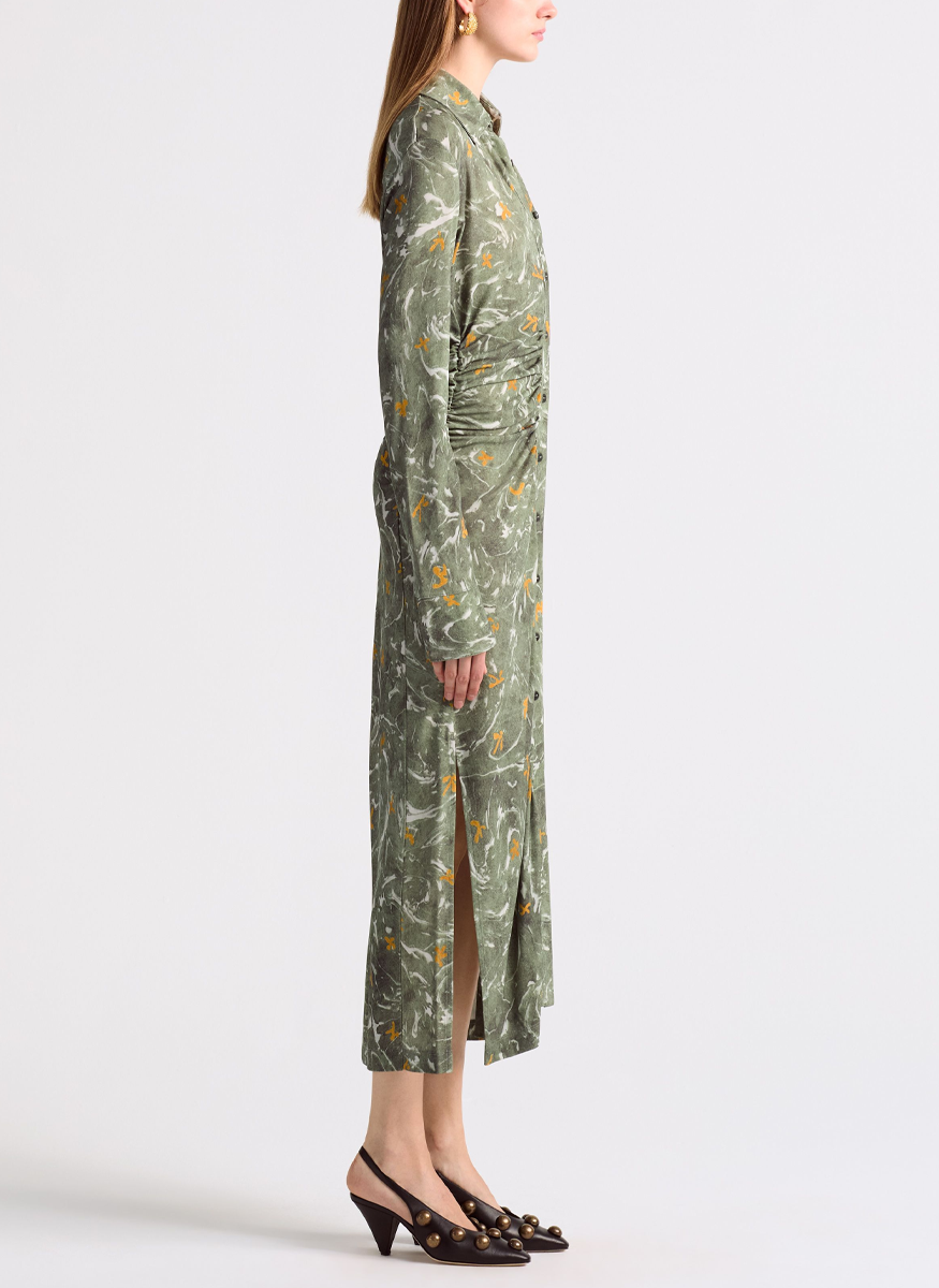 Claudia Marbled Floral Dress - Altuzarra