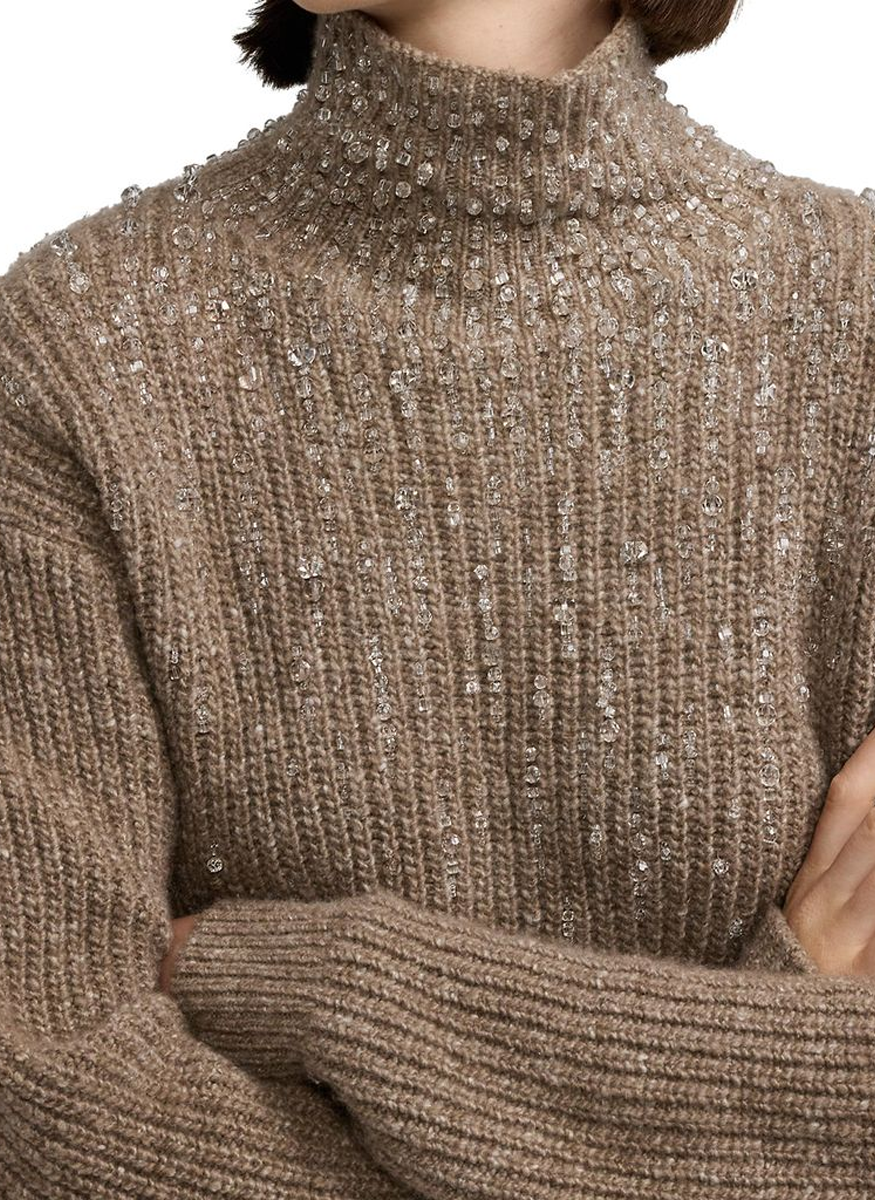 Embellished Cashmere Mockneck Sweater - Ralph Lauren Collection