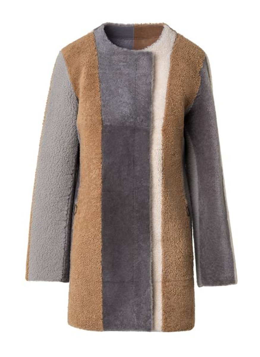 Colorblock Fur Coat