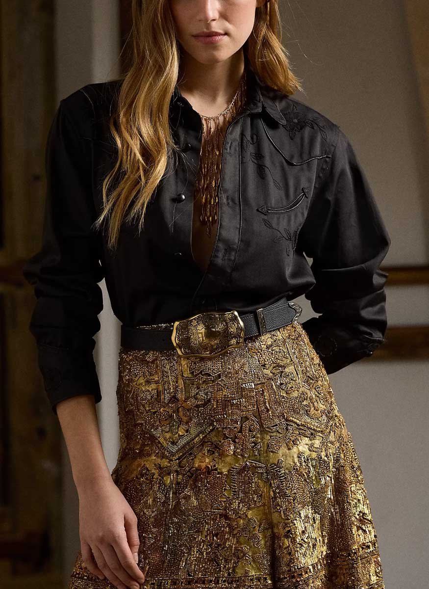Corrine Long Sleeve Button Front Shirt - Ralph Lauren Collection