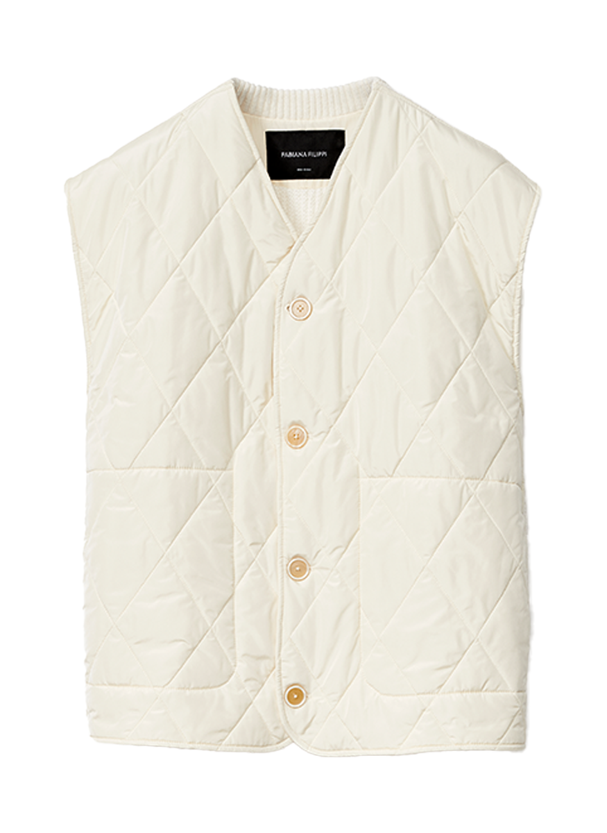 Techno Taffeta Quilted Vest with Knit Back