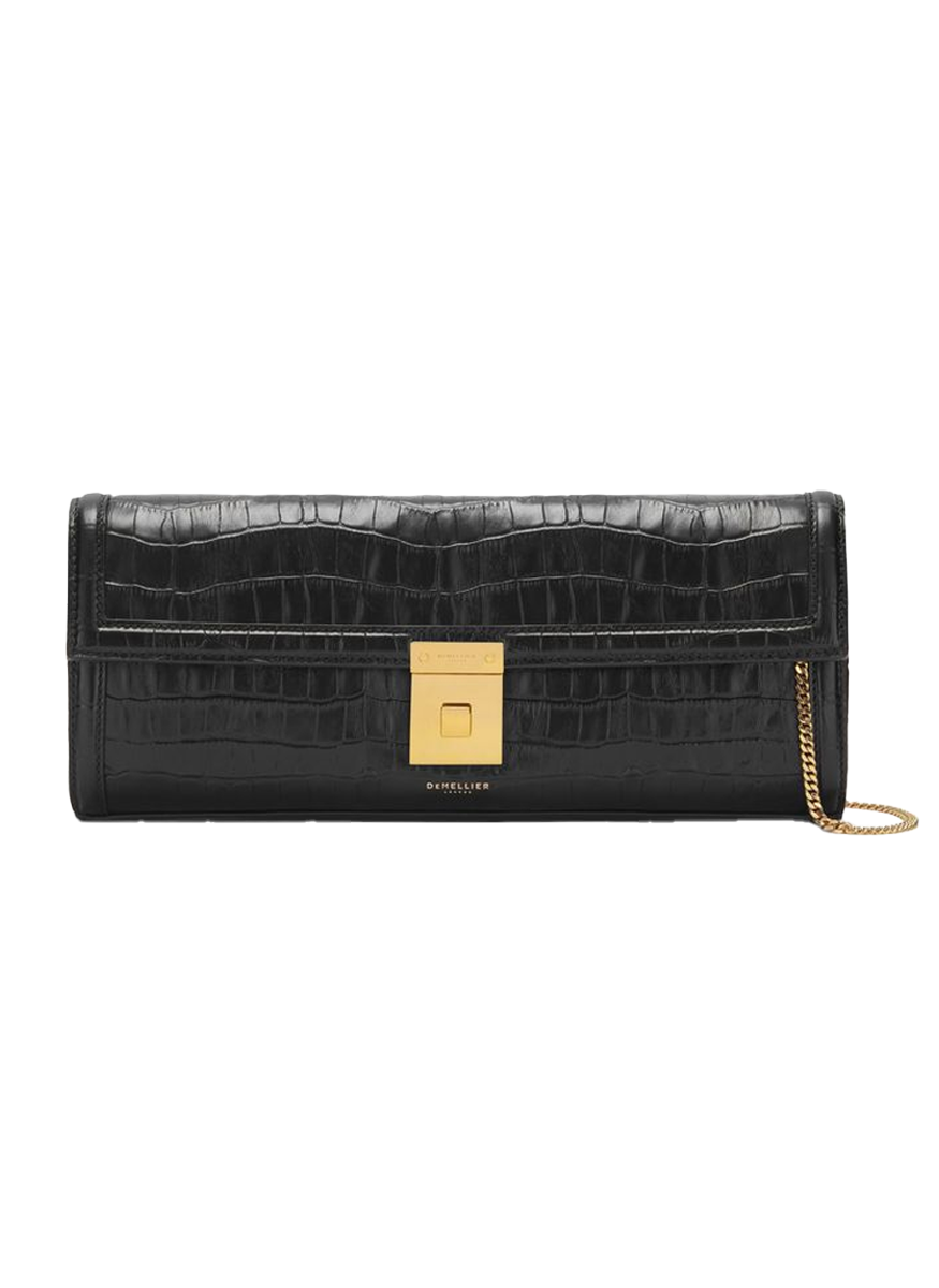 N118 Paris Clutch in Black Leather Croc