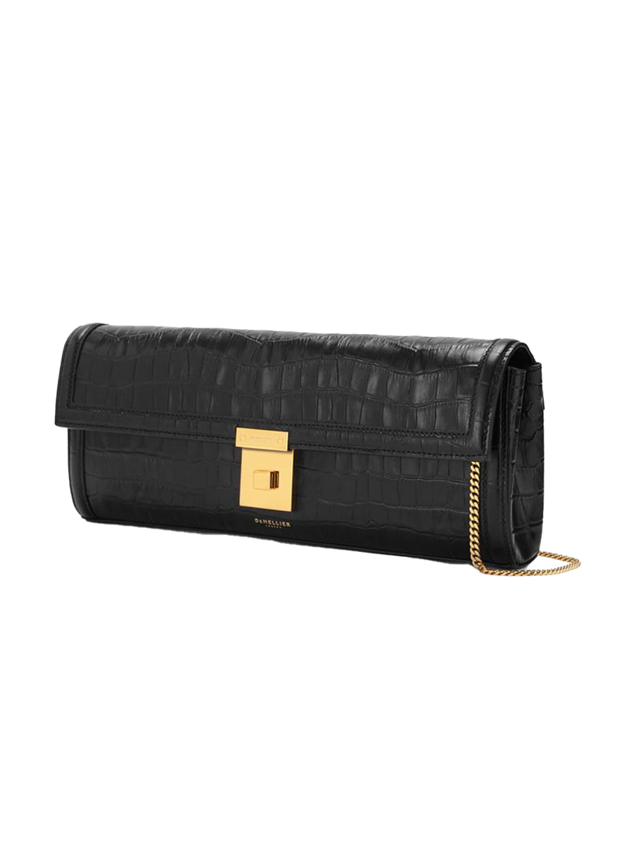 N118 Paris Clutch in Black Leather Croc