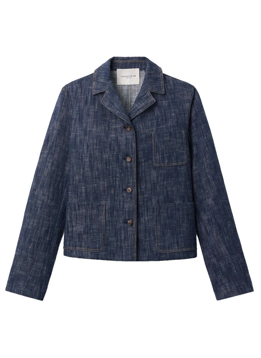 Denim-Effect Twill Jacket - Lafayette 148 New York