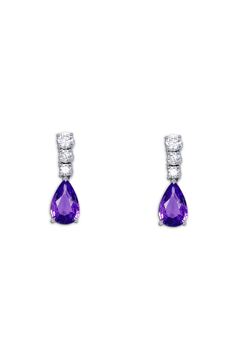 Purple Sapphire and Diamond Earrings