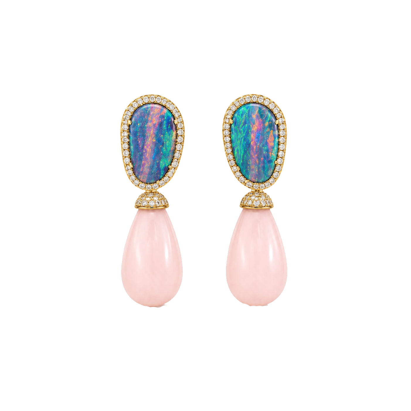 Opal and Pink Opal Earrings