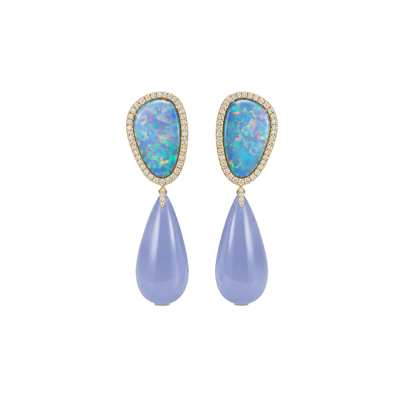Opal Blue Chalcedony Drop Earrings