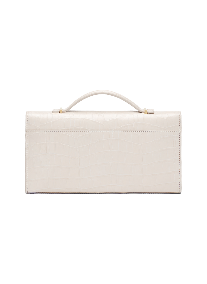 N105 Vancouver Leather Clutch in Off-White Croc - DeMellier London